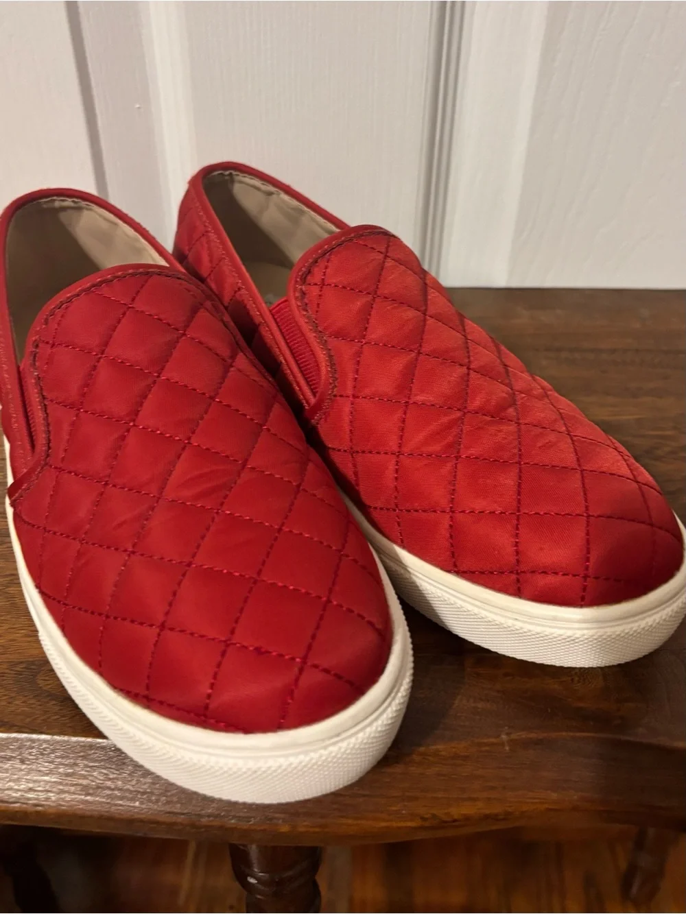Steve Madden Quilted Red Slip-On Shoes